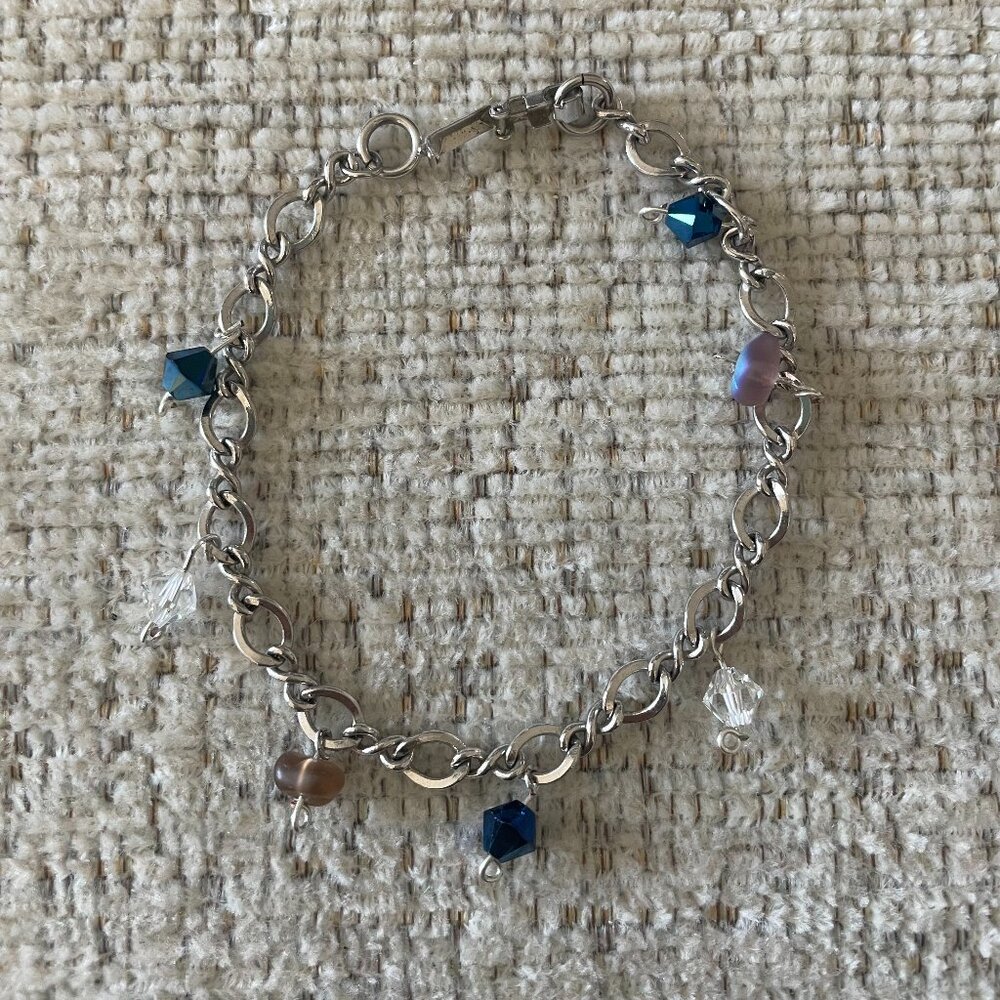Blue Crystal Silver Style Bracelet
